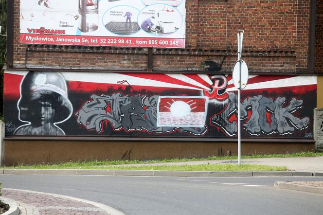 zniszczony mural, Mysłowice