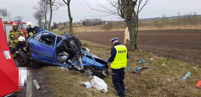 Tragiczny wypadek we Wieszkach w powiecie nakielskim. Kierowca nie żyje 