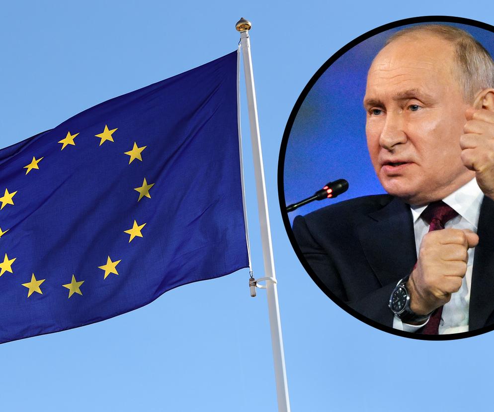 Putin, flaga Unii Europejskiej
