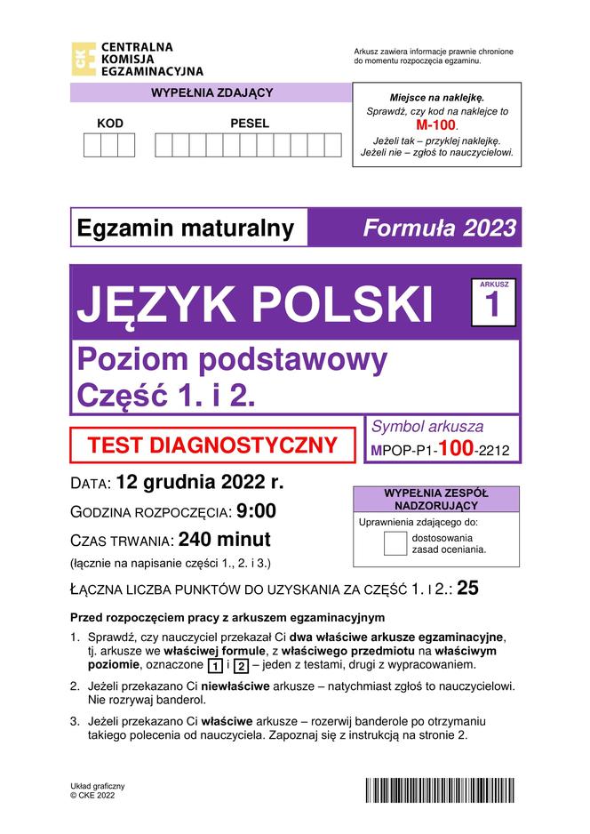 Matura próbna CKE: polski [grudzień 2022]