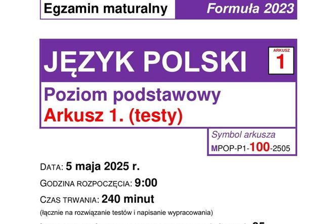 Matura polski 2025 - ARKUSZ CKE, ODPOWIEDZI, ZADANIA, DO POBRANIA [5.05.2025]