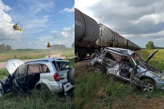 Młody kierowca wjechał pod pociąg towarowy. Wstrząsające wideo