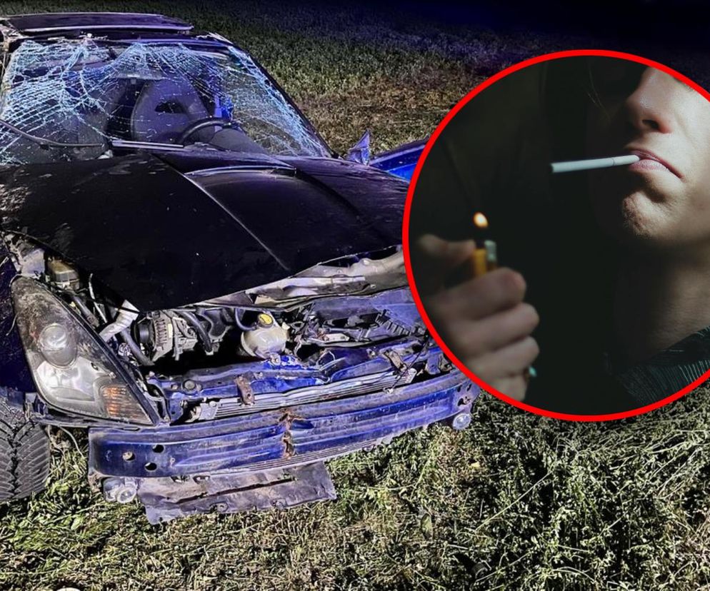 Próbował zapalić papierosa za kierownicą. Auto wylądowało w rowie