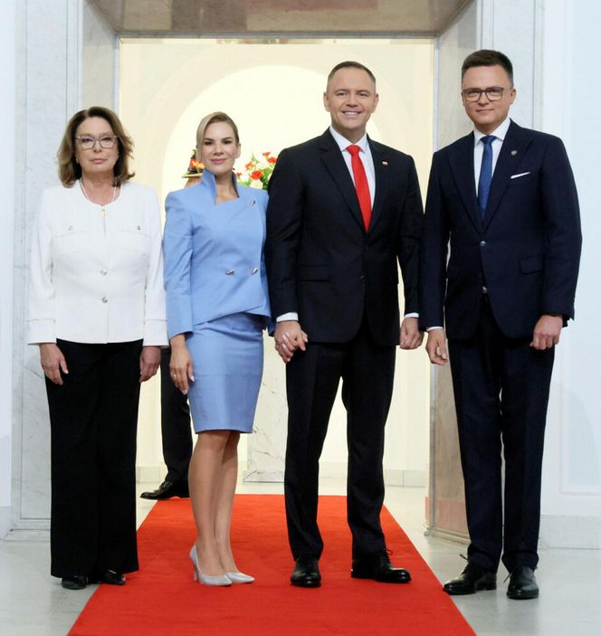 Marta Nawrocka cała na niebiesko zachwyciła w Sejmie  
