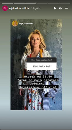 M jak miłość. Olga Szomańska Instagram 