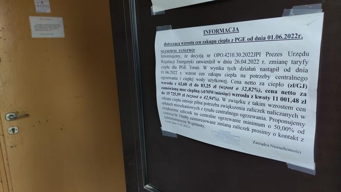 Ogłoszenie o podwyżkach czynszów w Toruniu. Zmiana taryfy na ciepło główną przyczyną