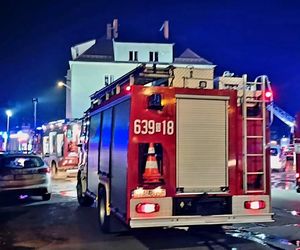 Pożar budynku w centrum Tarnowskich Gór