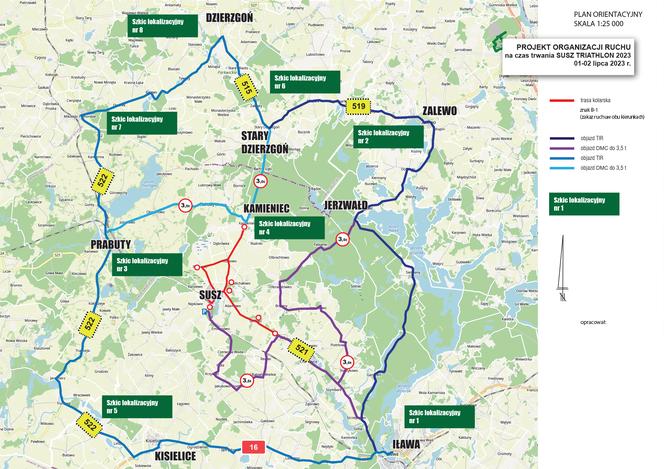 Utrudnienia w ruchu. Susz Triathlon 2023