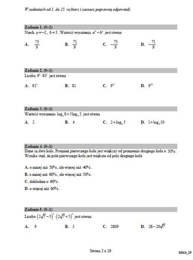 Matura próbna 2020 matematyka