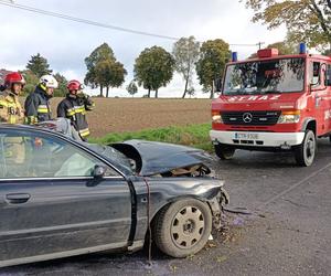 Audi roztrzaskane na drzewie, kolizja i pożar samochodu. Seria wypadków pod Toruniem