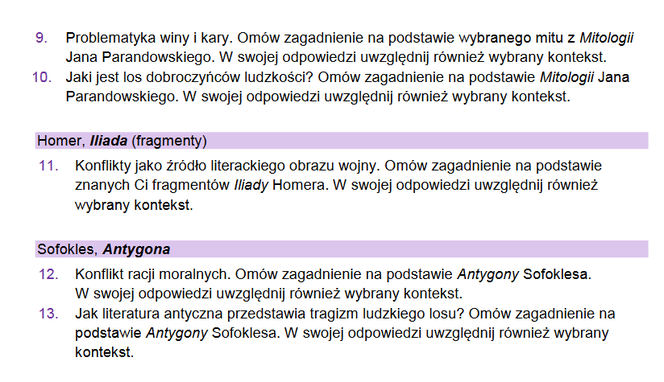 matura ustna 2023 język polski - pytania jawne