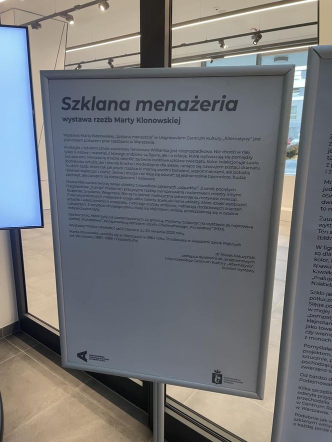 Wystawa „Szklana menażeria” na Ursynowie