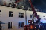 Pożar budynku wielorodzinnego w Hajnówce