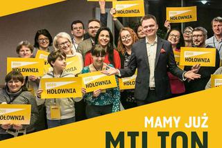 Pierwszy milion Szymona Hołowni. Sztab dziękuje za wsparcie: Zrobiliśmy to!