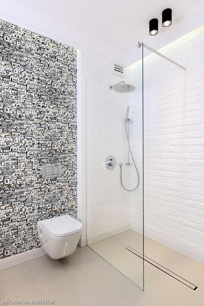 łazienka nowoczesna cegła na ścianie