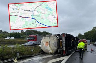 Wypadek cysterny na A4 w Katowicach. Lądował LPR