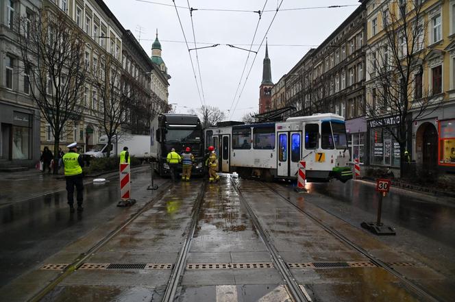 Ciężarówka zderzyła się z tramwajem