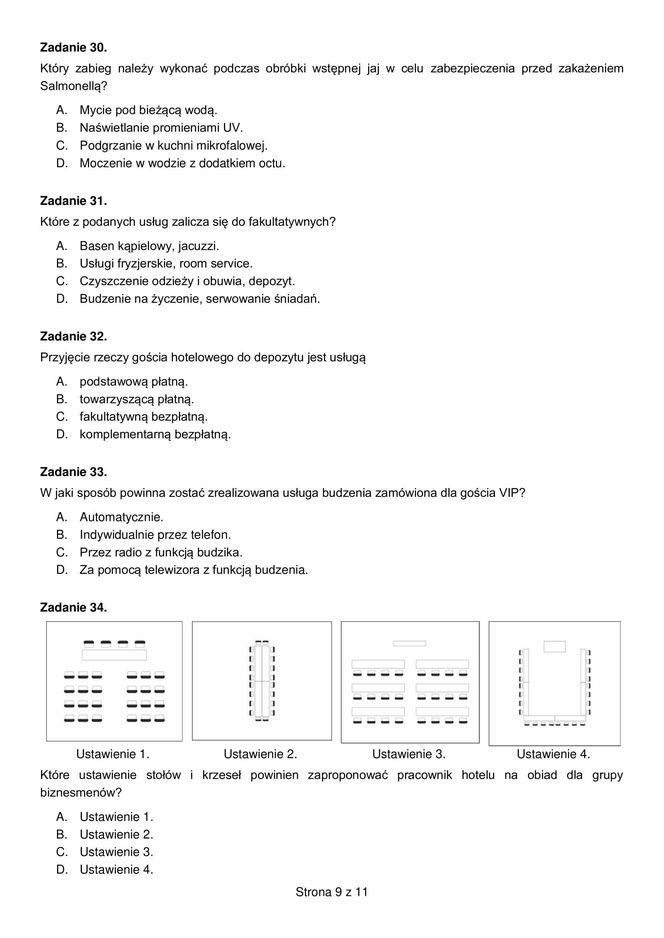 Egzamin zawodowy technik hotelarstwa - przykładowe zadania. Nazwa kwalifikacji: Obsługa gości w obiekcie świadczącym usługi hotelarskie