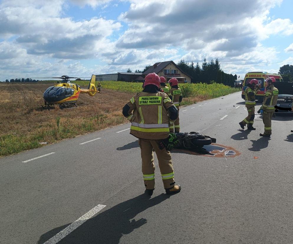 Wypadek w Adamowie. Ranną zabrał śmigłowiec LPR