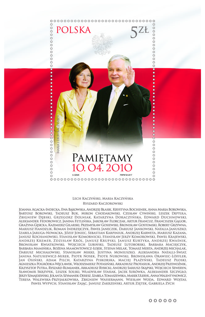 Para Prezydencka na znaczku. Poczta Polska upamiętnia ofiary katastrofy w Smoleńsku