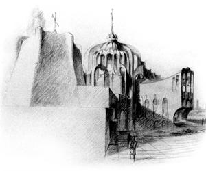 Tadeusz M. Zipser, kościół katedralny w Gorzowie Wielkopolskim, projekt konkursowy, 1986. Fot. materiały prasowe Muzeum Architektury we Wrocławiu