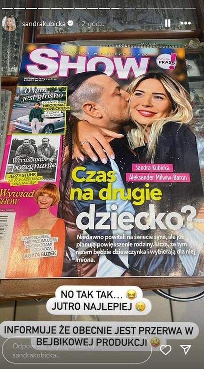 Planują już drugie dziecko? Sandra Kubicka odpowiada na doniesienia medialne: „No tak tak... ” 