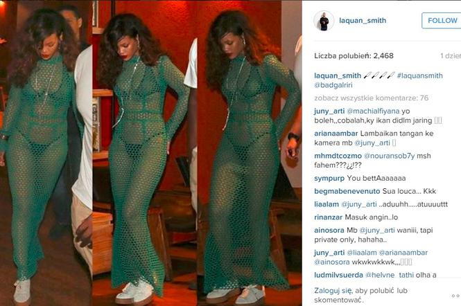 Rihanna w prześwitującej sukience