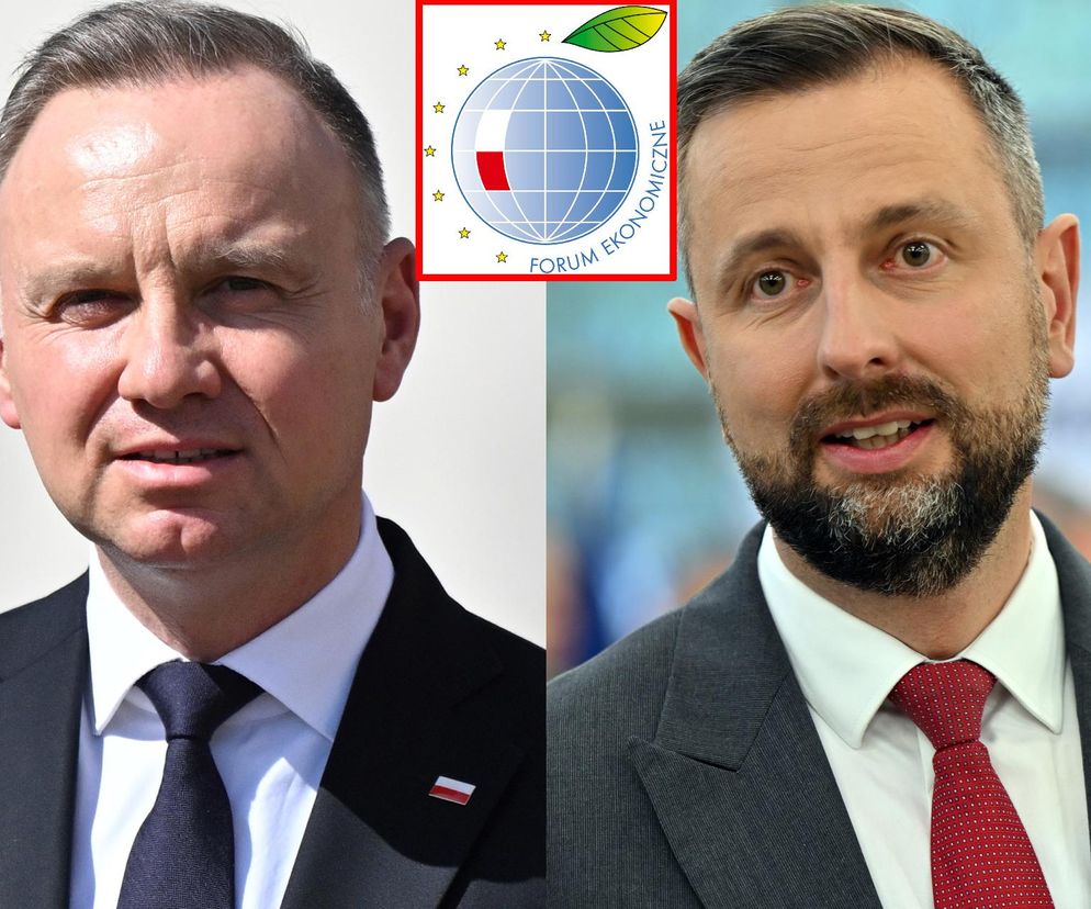 Zdjęcie przedstawia byłego prezydenta Andrzeja Dudę i Władysława Kosiniaka-Kamysza.  Obraz ilustruje artykuł na portalu Super Biznes o XXXIV Forum Ekonomicznym w Karpaczu, na którym obaj politycy wezmą udział.  Więcej informacji na temat tego ważnego wydarzenia znajdziesz na Super Biznes.