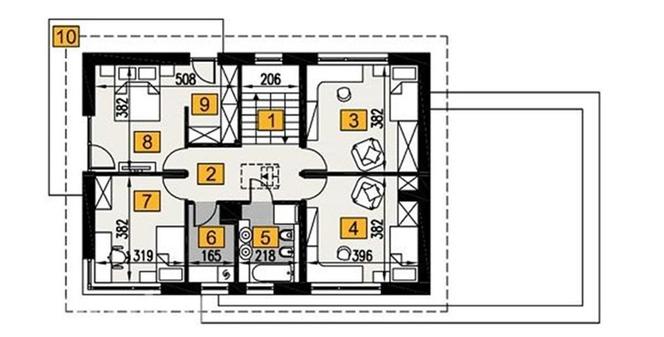 Projekt domu Wzorcowy - wariant I od Muratora - plan piętra w podstawowym wydaniu