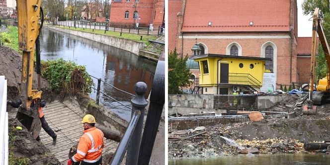 Koparki pracują na brzegu Brdy, przy farze w Bydgoszczy. To inwestycja z myślą o... rybach