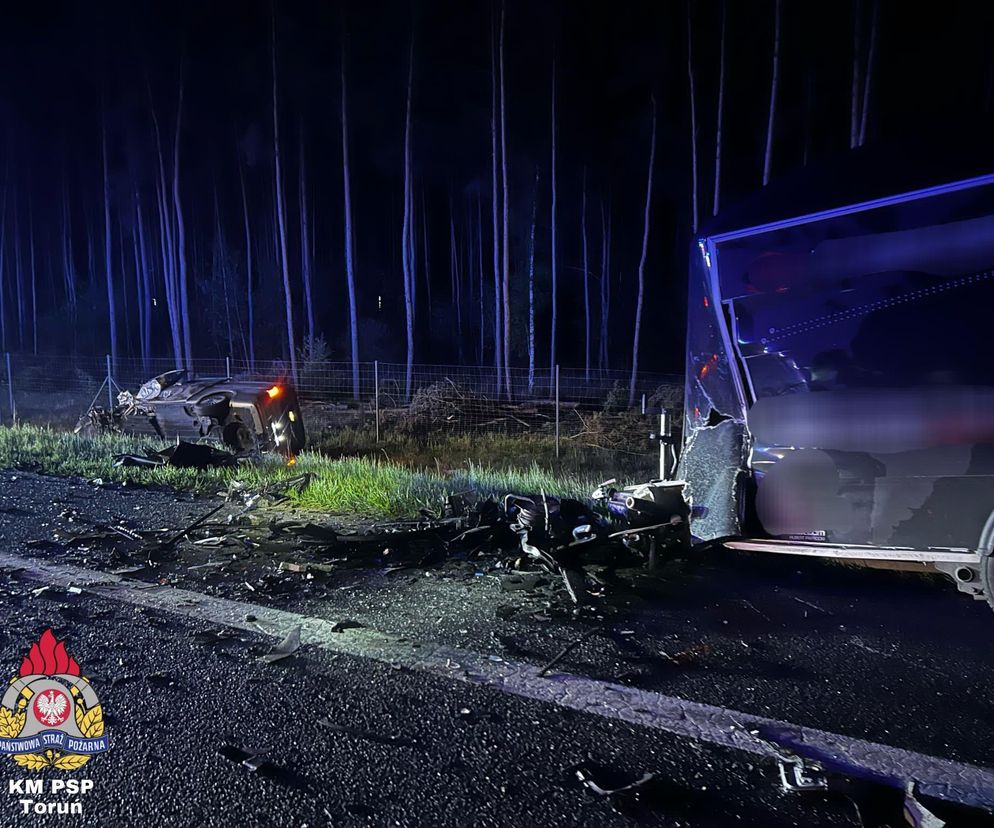 Poważny wypadek na S10 pod Toruniem. 5 osób poszkodowanych