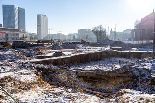 Budowa placu Centralnego w Warszawie, styczeń 2024 r.