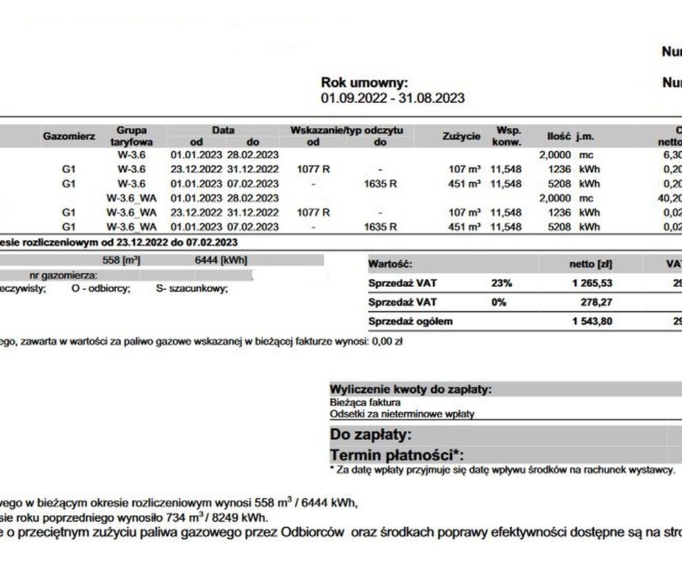 rachunek za gaz 2023