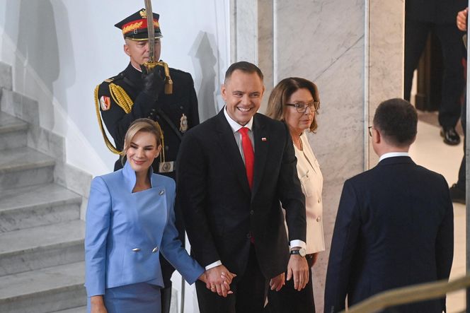 Marta Nawrocka cała na niebiesko zachwyciła w Sejmie  