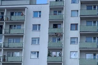 Horror w Toruniu. Mężczyzna zawisł na ósmym piętrze