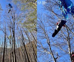 Śląskie: Chwile grozy w Beskidzie Małym. Paralotniarka zawisła 25 metrów nad ziemią