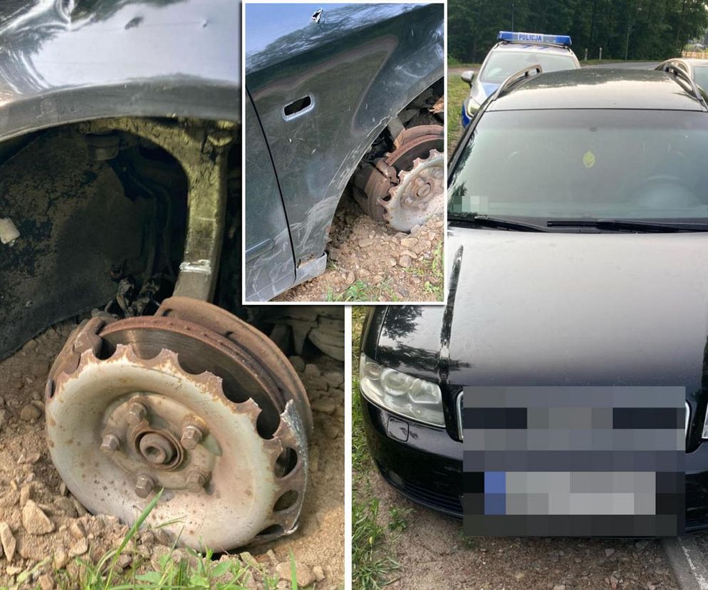 Pijany jechał całą szerokością drogi i zgubił koło. Policjanta spytał, czy ma jedno na sprzedaż. Chyba trochę się popsuło