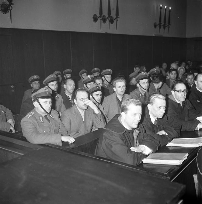 Proces w sprawie kradzieży siedmiu milionów złotych z banku w Wołowie, Wrocław 1962 r. 