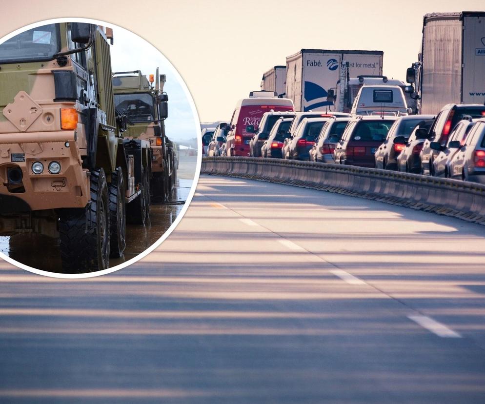 Wypadek wojskowych ciężarówek pod Wrocławiem. Potężne korki na autostradzie A4