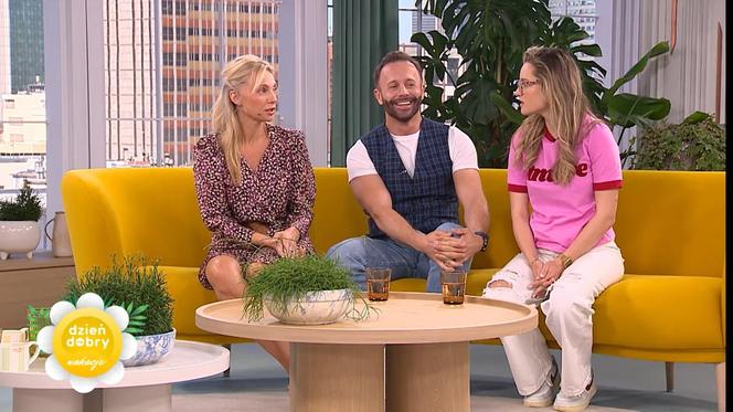 Aktorzy Na Wspólnej w Dzień Dobry TVN. Monika (Sylwia Gliwa), Kuba (Przemysław Cypryański), Kasia (Julia Chatys)