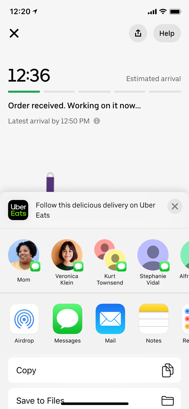 Uber Eats Share this Delivery