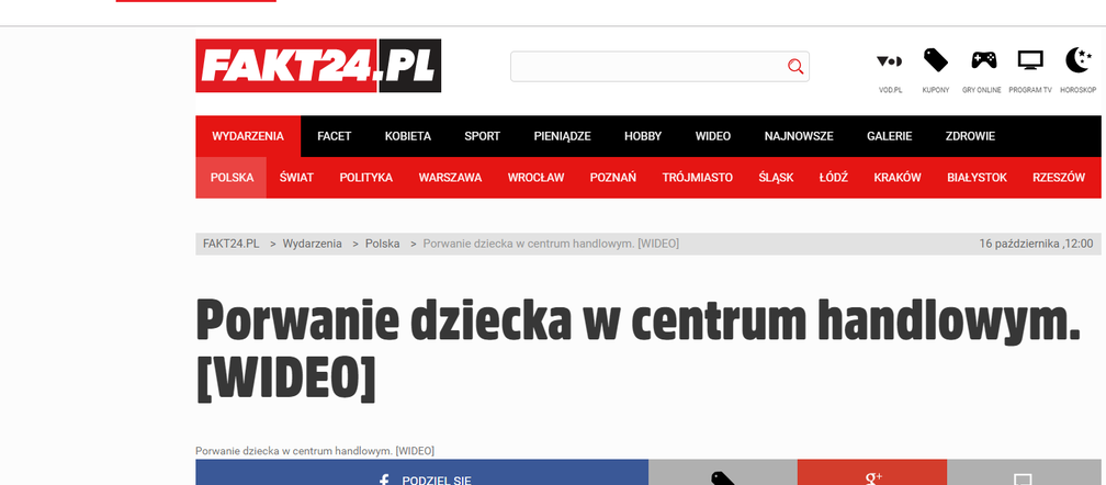 Porwanie dziecka w Galerii Krakowskiej to FAKE NEWS!