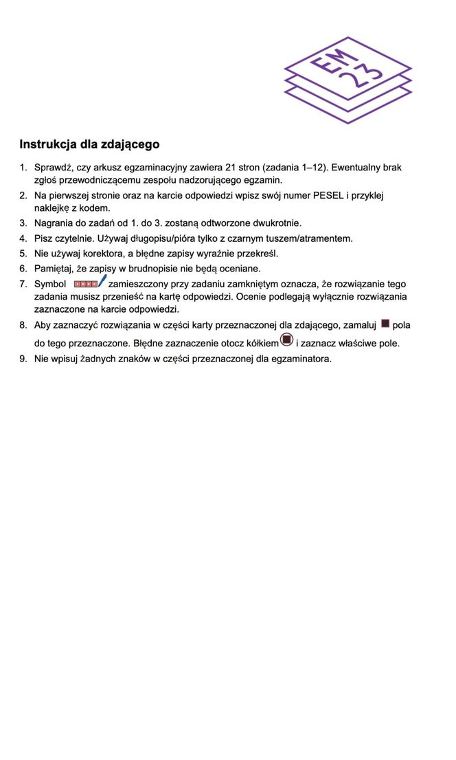 Arkusze egzaminacyjne matura niemiecki 2025.