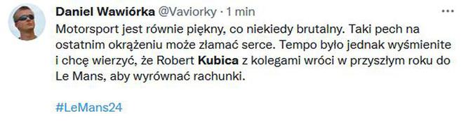 Tak internauci zareagowali na dramat Kubicy w Le Mans 24h
