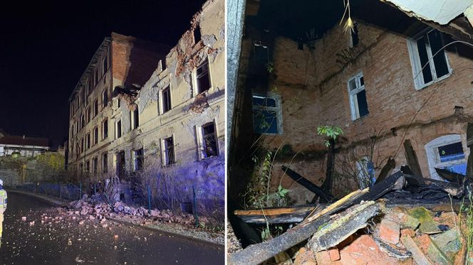 Ściana zawaliła się na drogę