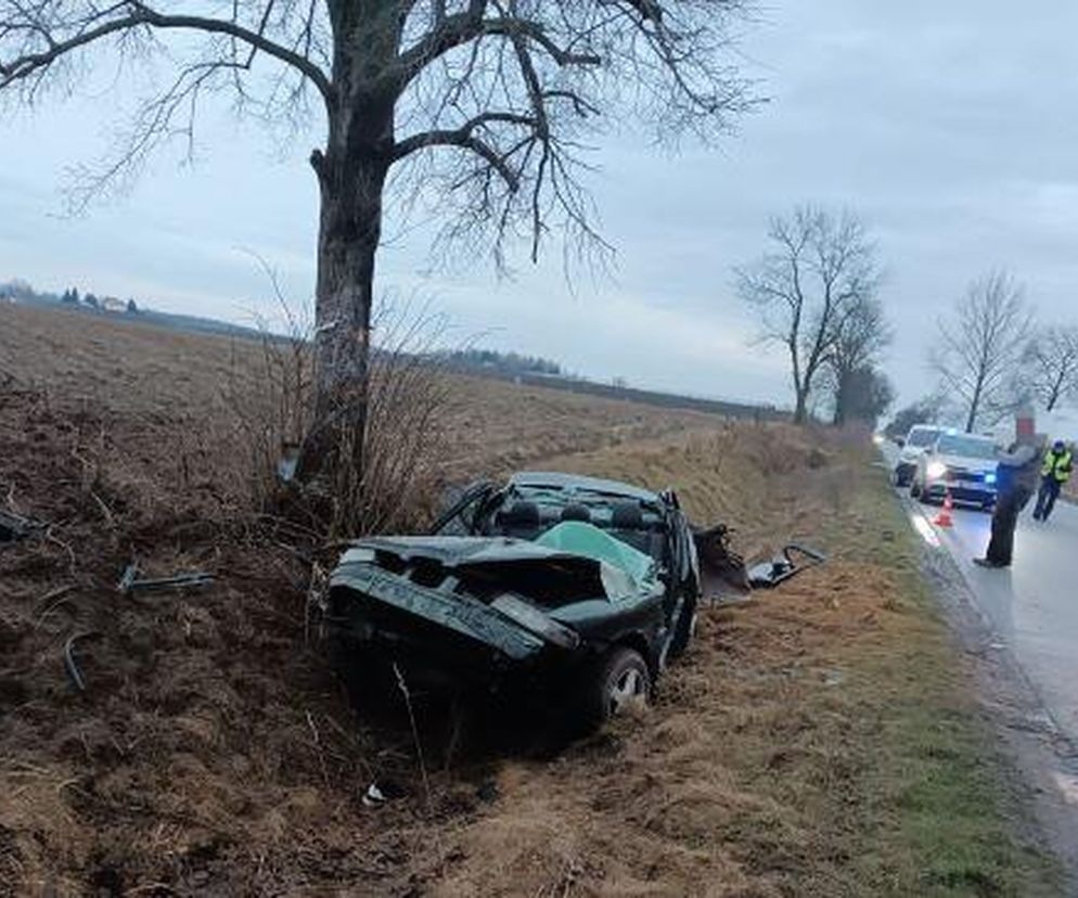 Tragedia pod Grójcem. Młody kierowca runął seatem do rowu. Nie miał szans