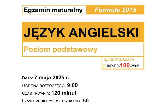 Matura 2025 - angielski.
