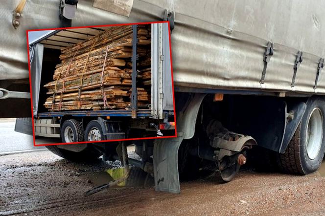 Mknął siódemką bez jednego koła. Na pace wiózł potwornie ciężki ładunek