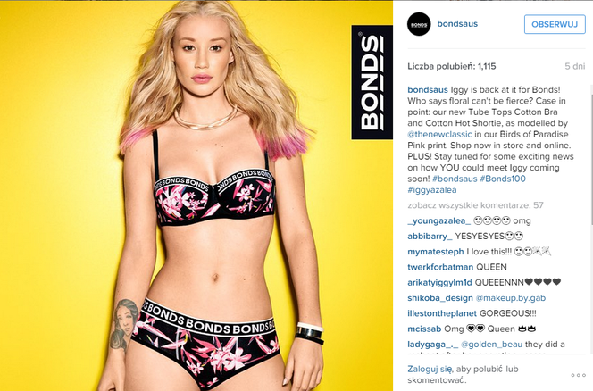 Iggy Azalea w bieliźnie - kampania firmy BONDS