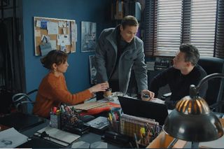 M jak miłość, odcinek 1867. Aneta (Ilona Janyst), Olek (Maurycy Popiel), Jakub (Krzysztof Kwiatkowski)